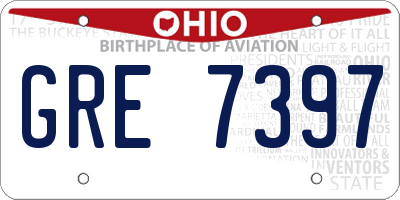 OH license plate GRE7397