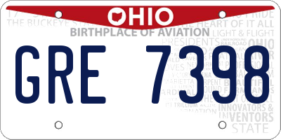 OH license plate GRE7398