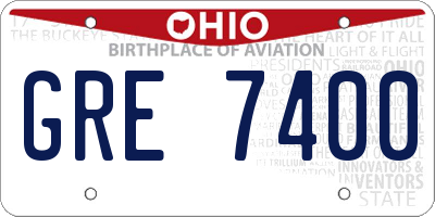 OH license plate GRE7400