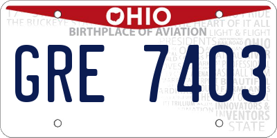 OH license plate GRE7403