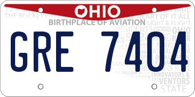OH license plate GRE7404