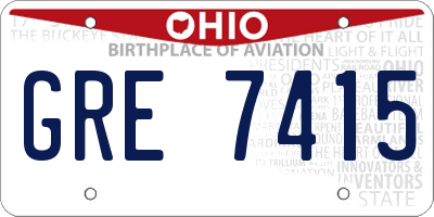 OH license plate GRE7415
