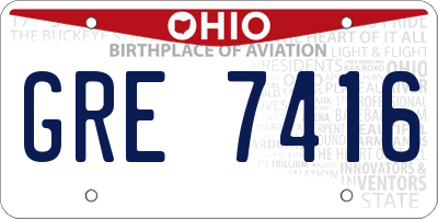 OH license plate GRE7416
