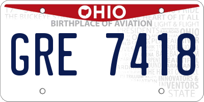 OH license plate GRE7418
