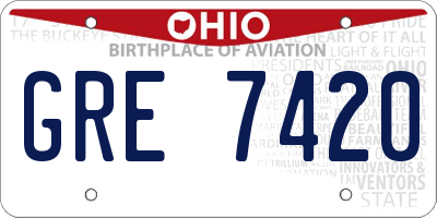 OH license plate GRE7420