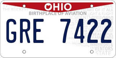 OH license plate GRE7422