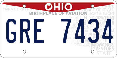 OH license plate GRE7434