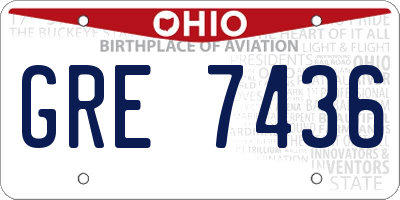 OH license plate GRE7436