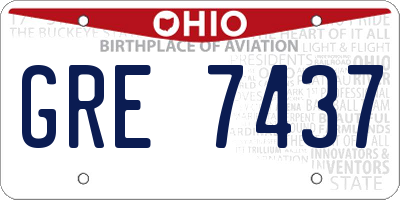 OH license plate GRE7437