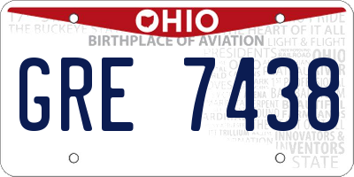 OH license plate GRE7438