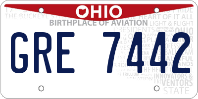 OH license plate GRE7442