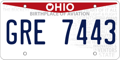 OH license plate GRE7443