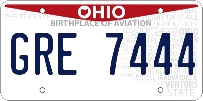 OH license plate GRE7444