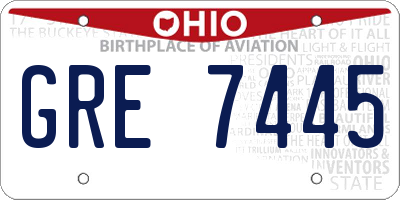 OH license plate GRE7445