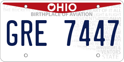 OH license plate GRE7447