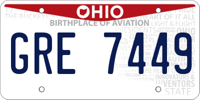 OH license plate GRE7449