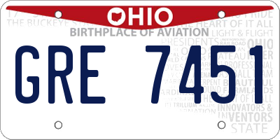 OH license plate GRE7451