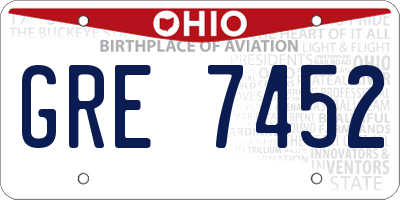 OH license plate GRE7452