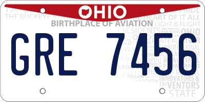 OH license plate GRE7456