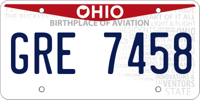 OH license plate GRE7458
