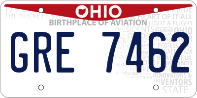 OH license plate GRE7462