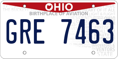 OH license plate GRE7463
