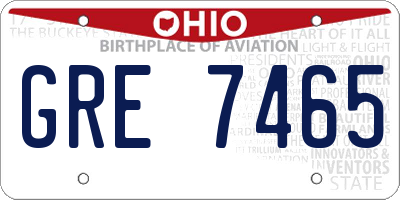 OH license plate GRE7465