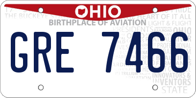 OH license plate GRE7466