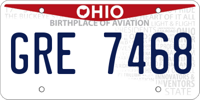 OH license plate GRE7468