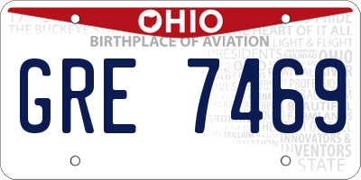 OH license plate GRE7469