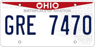 OH license plate GRE7470