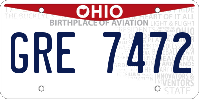 OH license plate GRE7472