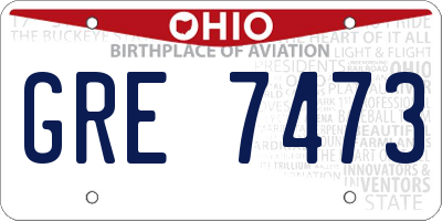 OH license plate GRE7473