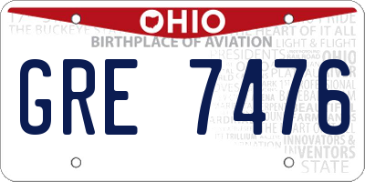 OH license plate GRE7476