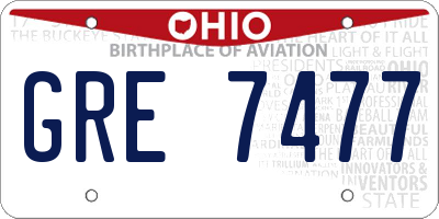 OH license plate GRE7477