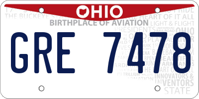 OH license plate GRE7478