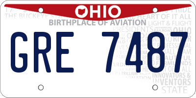 OH license plate GRE7487