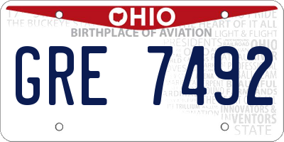 OH license plate GRE7492