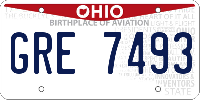 OH license plate GRE7493