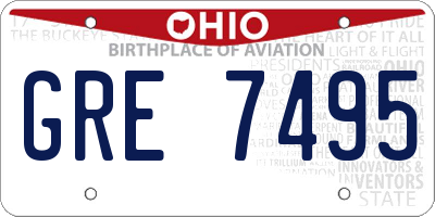 OH license plate GRE7495