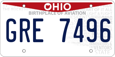 OH license plate GRE7496