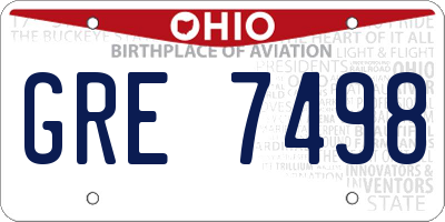 OH license plate GRE7498