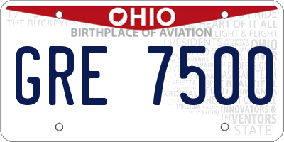 OH license plate GRE7500