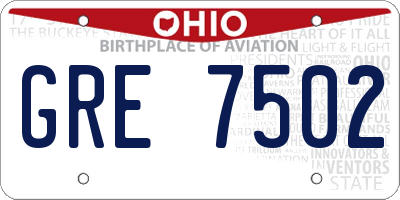 OH license plate GRE7502
