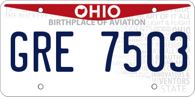 OH license plate GRE7503