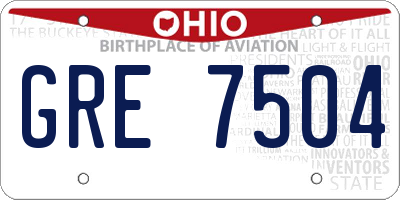 OH license plate GRE7504