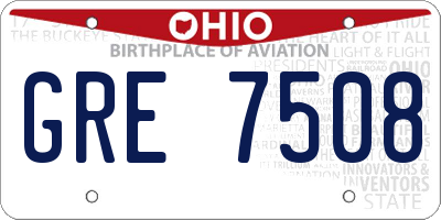 OH license plate GRE7508