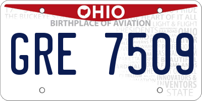OH license plate GRE7509