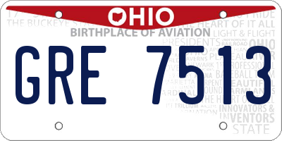 OH license plate GRE7513