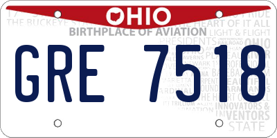 OH license plate GRE7518